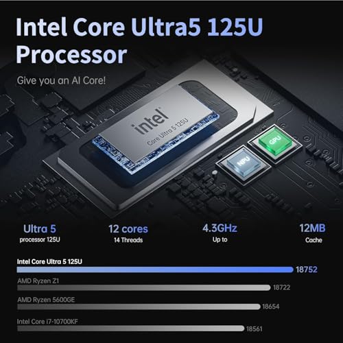 AOC AI Gaming Laptop Intel Core Ultra5 125U (12 Cores, 14 Threads, Up to 4.30 GHz) with 16GB DDR5 1024GB SSD 16.1 Inch FHD AI Laptop, Metallic, Backlight, Type-C, WiFi 6