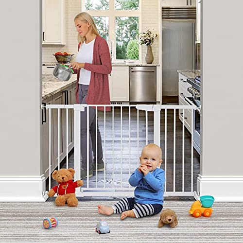 RuiHhome Auto Close Safety Baby Gate, Maximum Width is 143cm Including 10 20 30cm Extension Rack, Dog Gate for Stairs，Extra Wide Child Gate