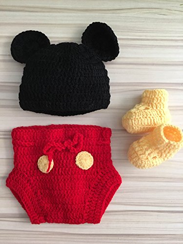 PinboÂ® Newborn Photography Prop Baby Costume Crochet Mouse Hat Cap Diaper Shoes