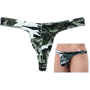 WAVANCE Mens Camouflage Thong Underwear Sexy T Back Bikini Briefs Camouflage Thong G-String Underwear for Men, 1-4 Pack