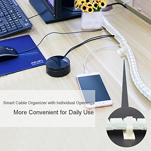 118" White Cable Management Zipper Tubes, Power Cord Organizer Protectors for Pets, 2 Pack VIWIEU Cable Bundler with Free Electrical Cable Clips and Zip Ties, Computer Under Desk Wire Holder Solutions - Thumbnail 5