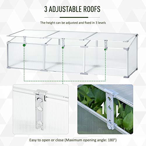 Outsunny 71" Aluminum Vented Cold Frame Mini Greenhouse Kit Silver