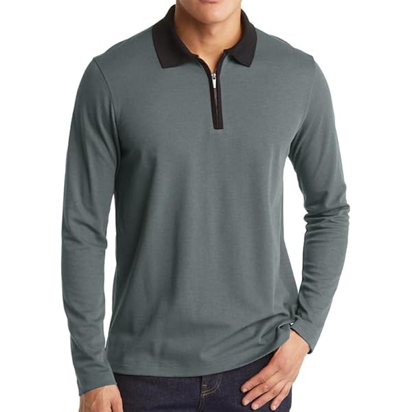 JEShifangjiusu Men's Long Sleeve Polo Shirts Fashion Zipper