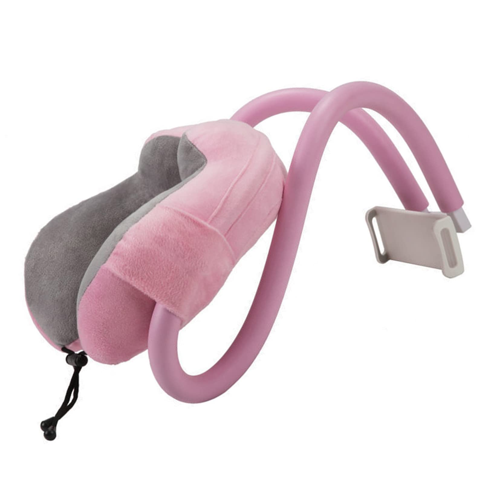 SPYMINNPOO Neck Pillow, Portable Phone Holder U Shaped Pillow with Phone Bracket for Travel Office (Light Pink)