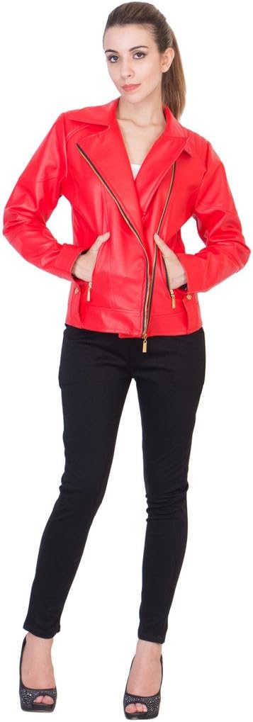 Ants Women's Red Leather Collar Jacket