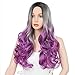 AISI HAIR Ombre Purple Wavy Side Part Wig Cosplay Long Curly Purple Hair for Black Women Natural Looking Fiber Wig