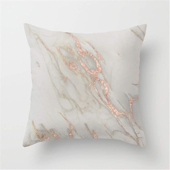 Marble Rose Gold Marble Metallic Blush Pink Throw Pillow Cushion