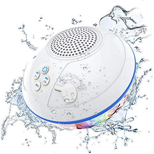 Altoparlante Bluetooth Doccia, Altoparlante Piscina con Luci LED, Suono Stereo Chiaro, Microfono Integrato, Chiamata…