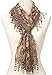 Cindy and Wendy Lightweight Soft Leaf Lace Fringes Scarf shawl for Women,Brown,One Size