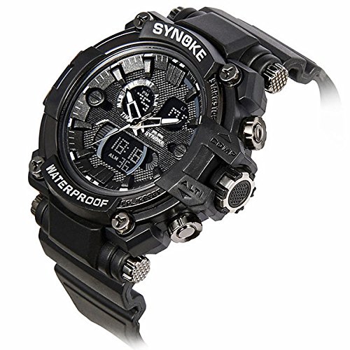 MODIWEN Men Outdoor Army Military 51m Waterproof Multi-Function Sports Watch, For Students Alarm Date Chronograph Luminous Dual Display Wristwatches Clock