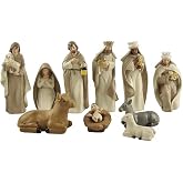 Artisan Flair Nativity Christmas Set Manger Scene - 10pcs Hand-Painted Nativity Figurines - Indoor Home Decor, Resin, 4.5 Inch Tall, White