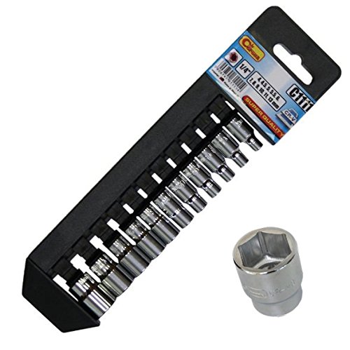 Richmann Hexagonal 1/4" Short Socket Set 11 pcs, 4-13 mm CRV Steel (C1111)