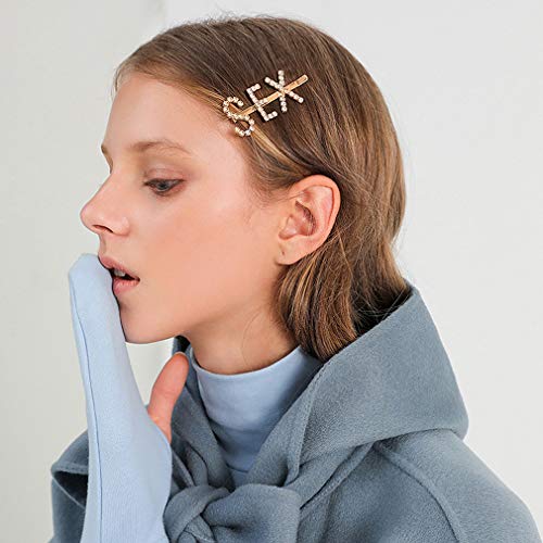 10PCS Word Hair Clip Letter Bobby Pins Sparkly Gold Barrettes Bling Handmade Luxury Crystal Hair Jewellery Headwear Accessories for Women Girls