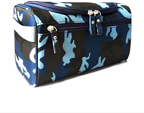 Ac.y.c Travel Toiletry Bag for Men Hanging Bathroom Shower Wash Shaving Drop Kits Pouch Cosmetic Case with Hook (Camouflage Blue)