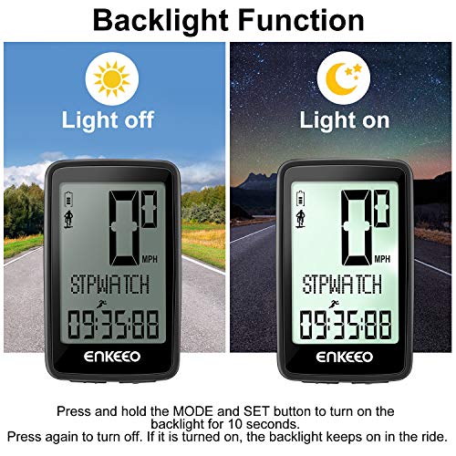 ENKEEO Wireless Rechargeable Bike Computer with Cadence, Waterproof