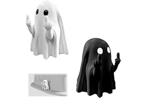 ARXONIS 2 Pcs Ghost Toilet Bolt Covers Decorative Toilet Screw Cover Caps, Toilet Caps for Bottom of Toilet, Cute Toilet Bowl Bolt Covers for Bathroom Decor, Easy to Install (White+Black)