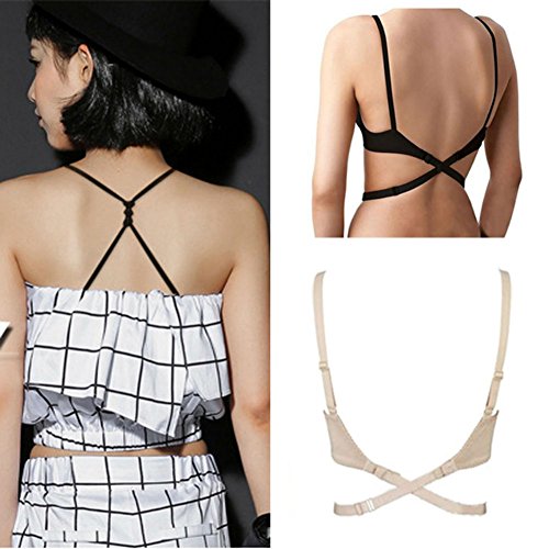 AKOAK 3 Pieces Per Pack Fashion Women Adjustable Backless Bra Straps Converter Low Back Shoulder Strap Extender Bra Belt Extender Extension Straps