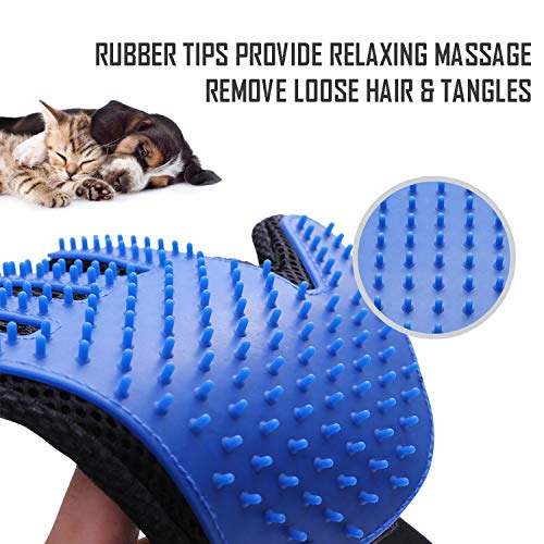 NHILES Pet Grooming Glove, Dog Hair Remover, Cat Grooming Deshedding Glove Brush, Detangle, Gentle and Efficient Massage Tool for Dog/Cat/Horse, Pet Combs One Pair