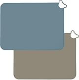 PandaEar Pack of 2 Silicone Placemats Blue & Brown Non-Slip 15.7x11.8 in view 1