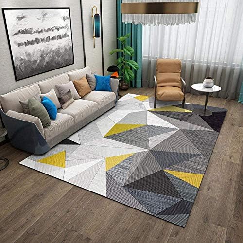JYJXLZJLYPYS Modern Style Rugs Gray Yellow Triangle Geometry 8MM Thickness Home Accessories in Soft Touch Living Bedroom Rug 200x300CM (Size : 160x230CM)