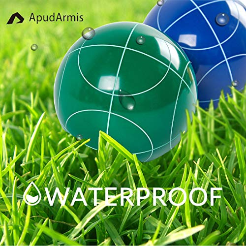 ApudArmis Bocce Balls Set, Outdoor Family Bocce Game for Backyard/Lawn/Beach - Set of 8 Poly-Resin Balls & 1 Pallino & Nylon Carrying Case & Measuring Rope (90mm)