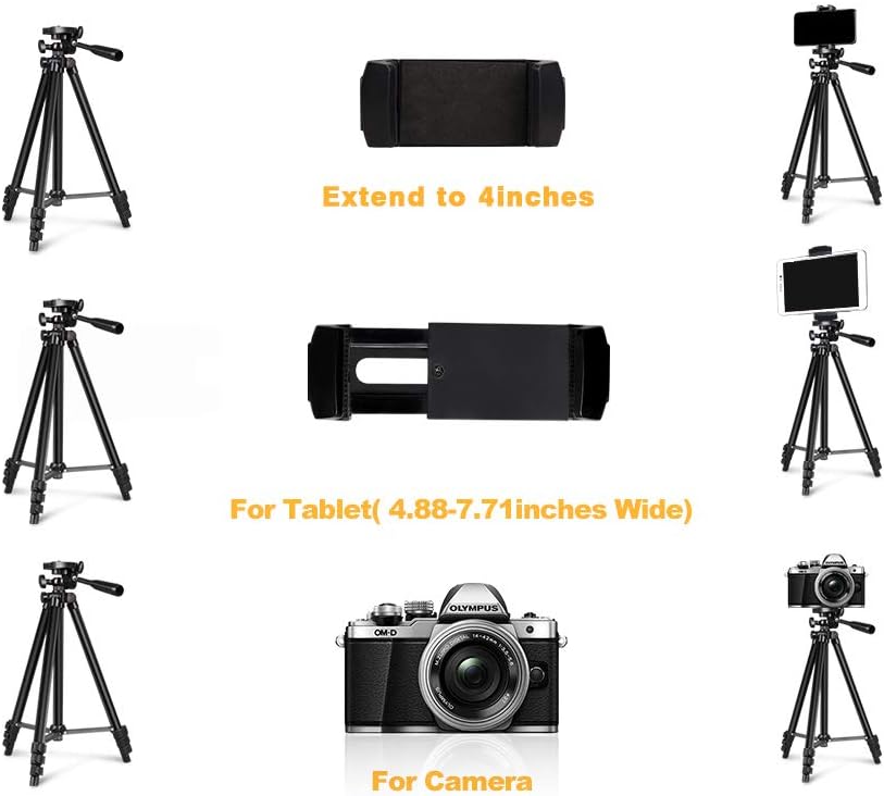 Phone Tripod, Aureday 50” Extendable Adjustable Smartphone & Tablet Tripod Stand with Phone Holder Mount & Remote, Compatible with Tablet/Cell Phone/Camera: Camera & Photo