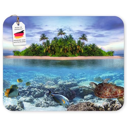 CARIBIAN ISLAND with underwater world: Holiday mousepad - quality mouse mat made of extremely tear-resistant special rubber with a strongly adherent underside for optimal hold (No. 140)