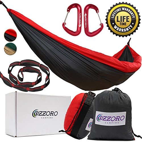 OZZORO #1 Premium Set Double Parachute Camping Hammock with 9 ft Straps &amp; Carabiners START UP COMPANY "Move Your Butt, Bear Butt And I'll Help You To Shake The Eagle Out Of The Nest"