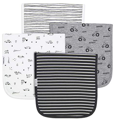 TheAZBaby Baby Burp Cloths for Boys and Girls 4 Pack, Large 21"x10", Triple Layer, 100% Organic Cotton, Thick, Soft and Premium Absorbent Towels, Burping Rags for Newborns Gift Set