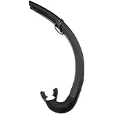 SALVIMAR Bite Air Snorkel - J-Shaped Soft Foldable Low-Profile Freediving &amp; Spearfishing Snorkel with Silicone Mouthpiece, Open-Top Airflow System &amp; Adjustable Height Keeper