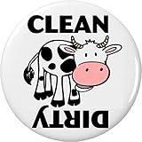 Clean / Dirty (Cow black & white) 2.25” Magnet Dishes Dishwasher Kitchen