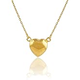 ARTISANJEWELS Puffy Heart Charm Necklace for Women | 14K Gold Plated Necklace | Handmade Hypoallergenic Dainty Jewelry | Minimalist & Love Necklace 20 inch