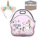 Unicorn Lunch Box for Girls Insulated W/ Free Unicorn Headband | Insulated Neoprene Reusable Pink Lunch Bags W/ Zipper (Pink)
