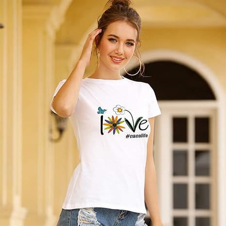 Amazon Co Jp 女性のファッションセクシーなストリートシンプルワイルドインウエストプリントtシャツショートスリーブトップシャツ Color White Size L ホーム キッチン