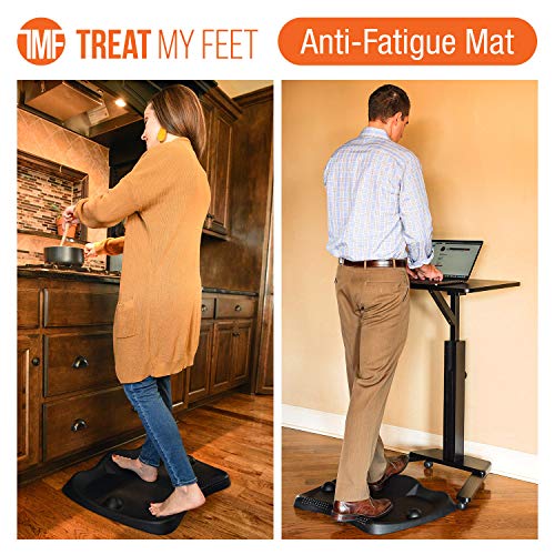 Anti Fatigue Standing Desk Mat w/FREE Rolling Massage Ball - Cushioned Floor Kitchen Mat - Anti-Slip Stand Up Desk Mat for Floor - Standing Floor Mat Made from Soft Foam for Foot Pain - Large Surface