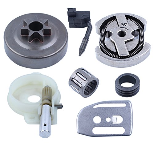 Haishine .325-7T Clutch Drum Bearing Oil Pump Worm Gear Kit for Husqvarna 137 136 141 142 36 41 Chainsaw #530014949,530069342