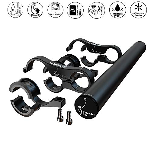 Volo Extender BAR Aluminum Bike Handlebar Extender Cycling Extension Mount Holder for Bike Mounts, GPS Service, Headlights etc (Black, 223)