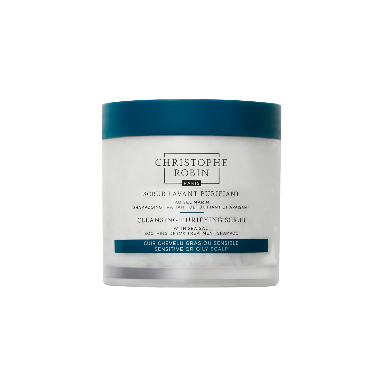 Christophe Robin Cleansing Purifying Scrub with Sea Salt 250ml – Exfoliating Scalp Treatment, Removes Impurities & Detoxifies, Soothes & Refreshes Scalp