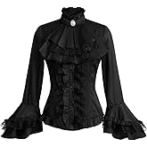 Women Victorian Blouse Vintage Gothic Lolita Shirt Pirate Long Sleeve Lace Ruffles Renaissance Medieval Shirts