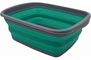 SAMMART 10L (2.6 Gallons) Collapsible Tub - Foldable Dish Tub - Portable Washing Basin - Space Saving Plastic Washtub (Dark G