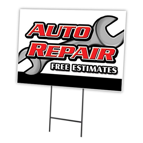 AUTO REPAIR FREE ESTIMATES 18"x24" Yard Sign & Stake outdoor plastic coroplast window