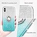 Maxdara Case for iPhone X iPhone Xs Glitter Case Ring Grip Holder Gradient Kickstand Series Bling Sparkle Diamond Rhinestone Bumper Luxury Pretty Girls Women Case X Xs 5.8 inches (Silver Teal)