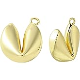 KitBeads 10Pcs Fortune Cookie Charms Gold Plated Food Charms Lucky protection Charm for Jewelry Making Necklace Bracelet Crafts Bulk