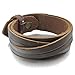 INBLUE Men's Wide Alloy Genuine Leather Bracelet Bangle Cuff Brown Wrap Adjustable