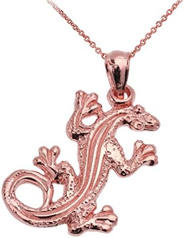 Lizard Reptile Pendant Necklace in 10k Rose Gold (16mm x 29mm) weight: 3.3 grams, 22"