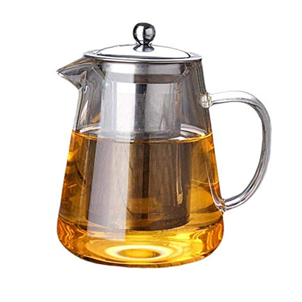 WBTY Glass Teapot with Removable Stainless Steel Filter Tea Maker Blooming and Loose Leaf Tea Pots High Temperature Resistant Thick Stainless Steel Liner Filter Glass Teapot