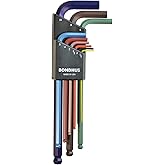 Bondhus 69499 Ball End L-Wrench Set w/ColorGuard Finish, 9 Piece, Multicolor, One Size