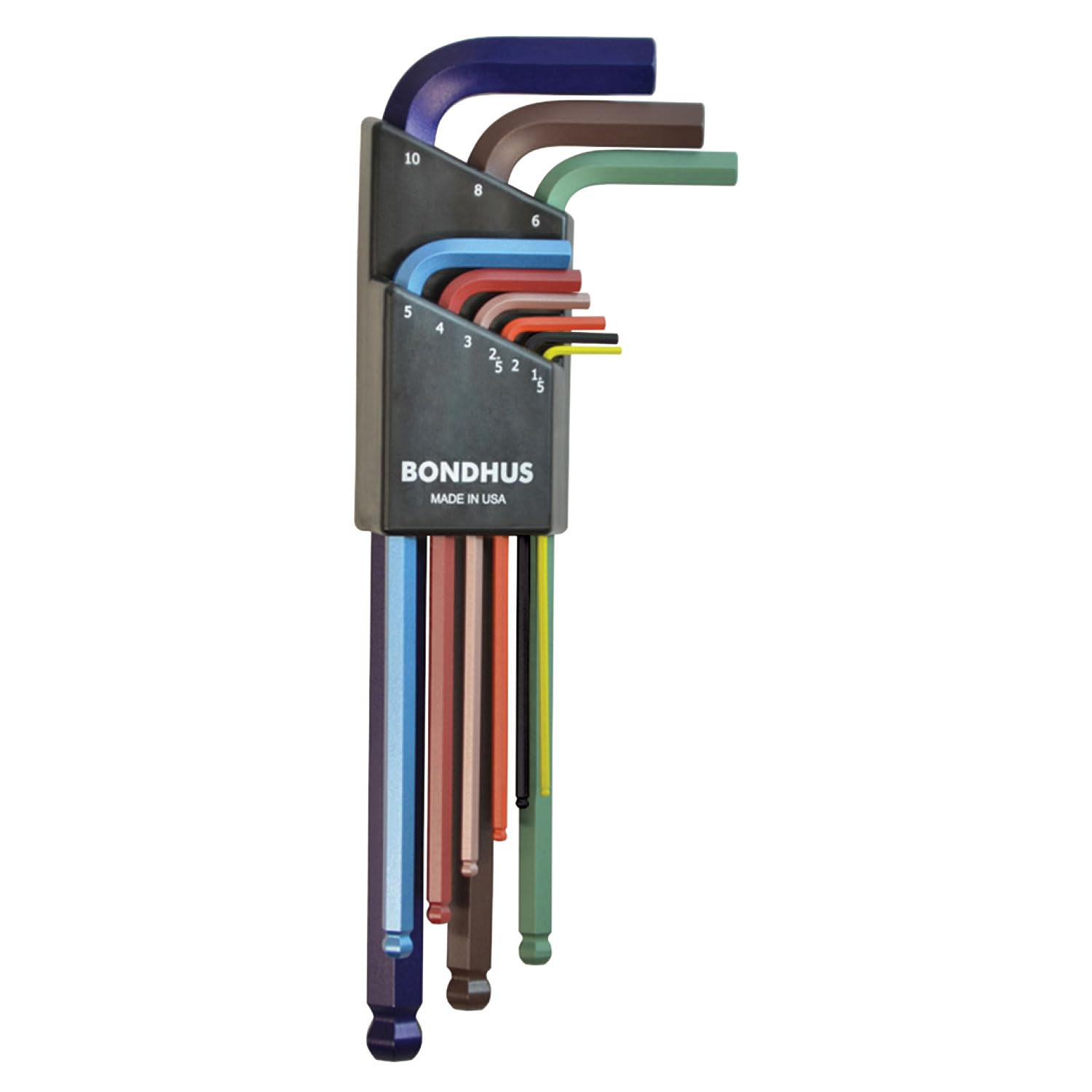 Bondhus 69499 Ball End L-Wrench Set with Colorguard Finish, 9 Piece Multicolour'