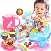 erholi Kids Birthday Cake Toy Set DIY Fruit Cream Cutting Food Toys Pretend Play Gift Kitchen Playsets