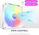 NZXT F140 RGB Core 140mm Hub-Wired RGB Fan 8 LEDs PWM CAM White view 5